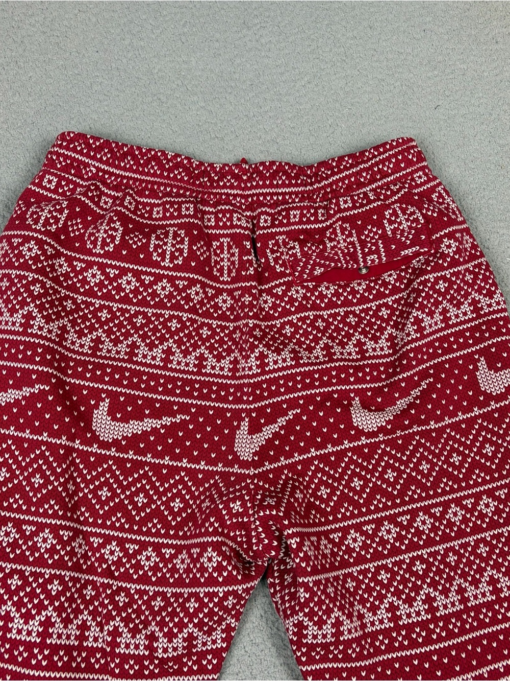 Nike Fair Isle Holiday Fleece Joggers Pants Mens Large Red Sweatpants - Picture 7 of 11
